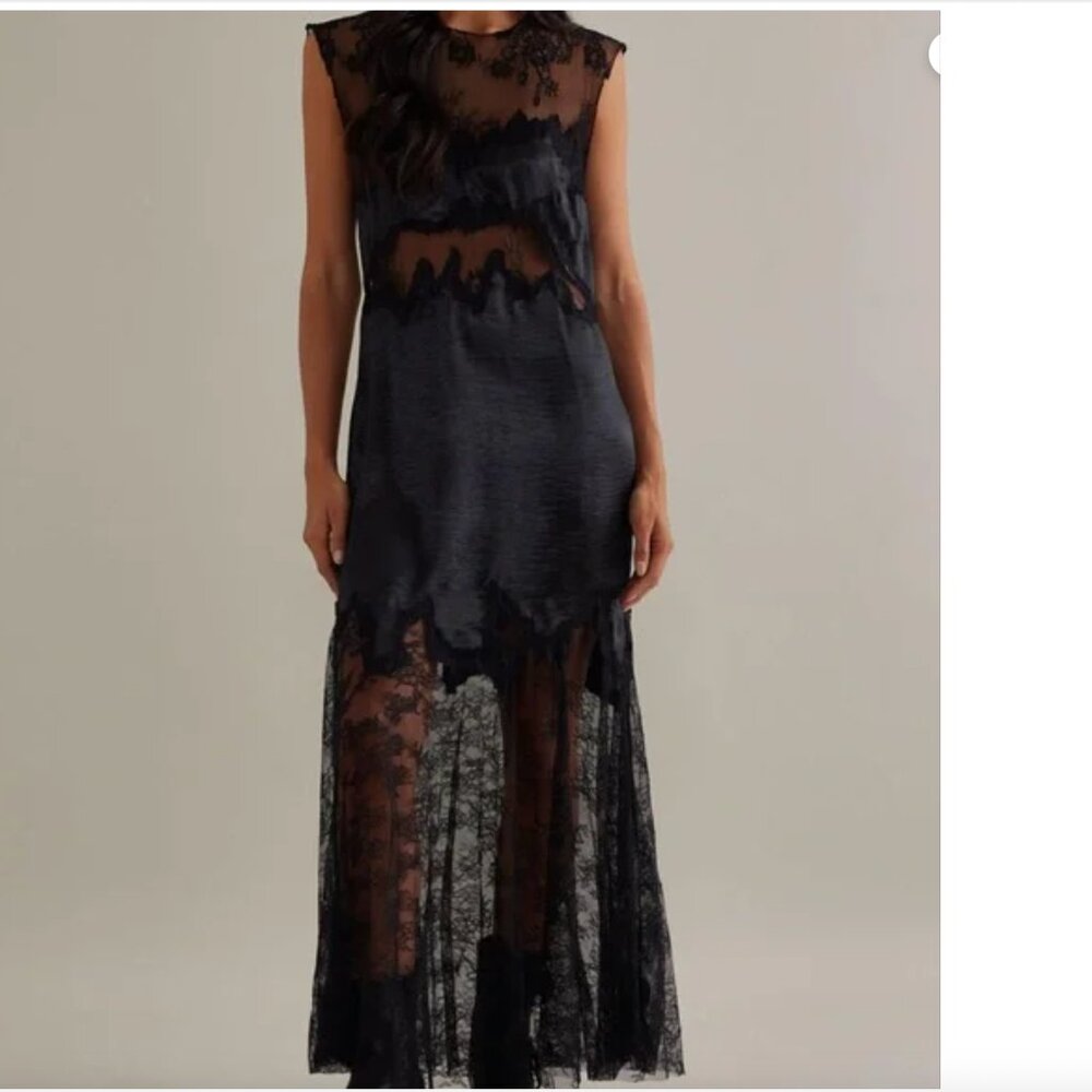 By Anthropologie Lace Slim Midi Dress